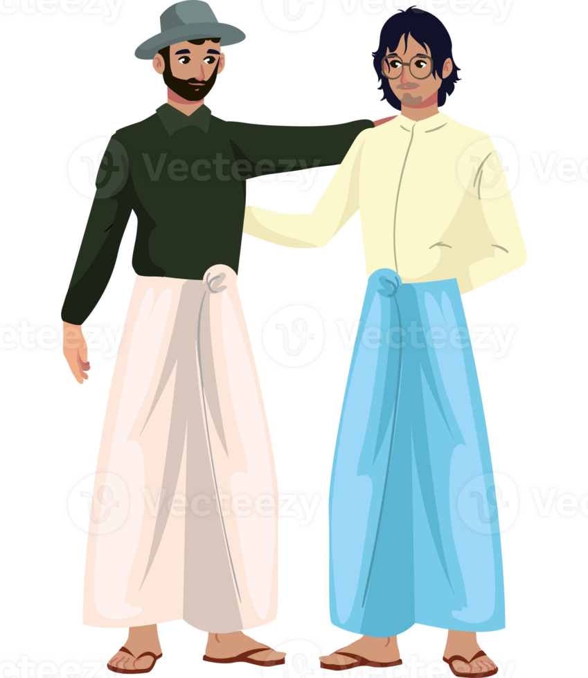 Two men in traditional clothing standing next to each other png