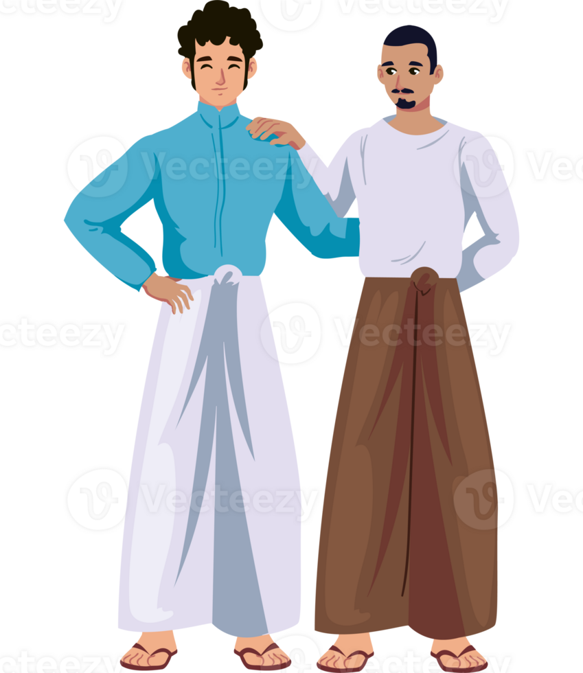 Two men in traditional clothing standing next to each other png