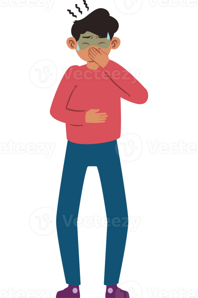 Illustration of a man with a cold png