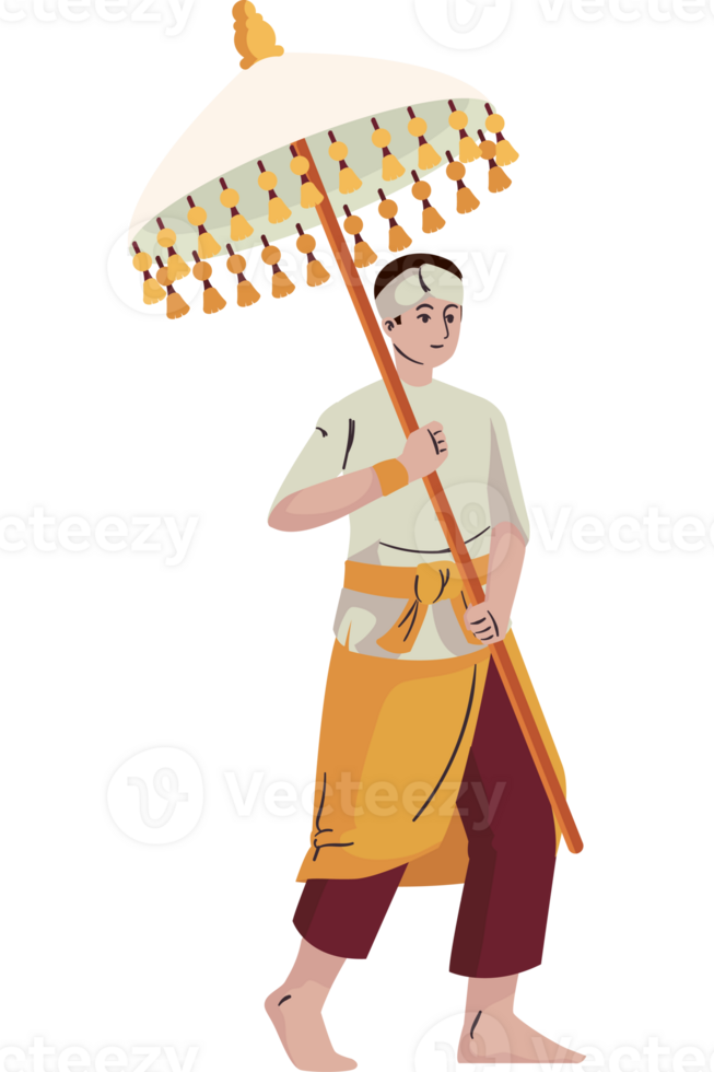 A man in traditional clothing holding an umbrella png