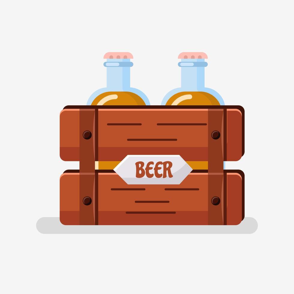 Flat illustration a crat of beer, bottle beer vector