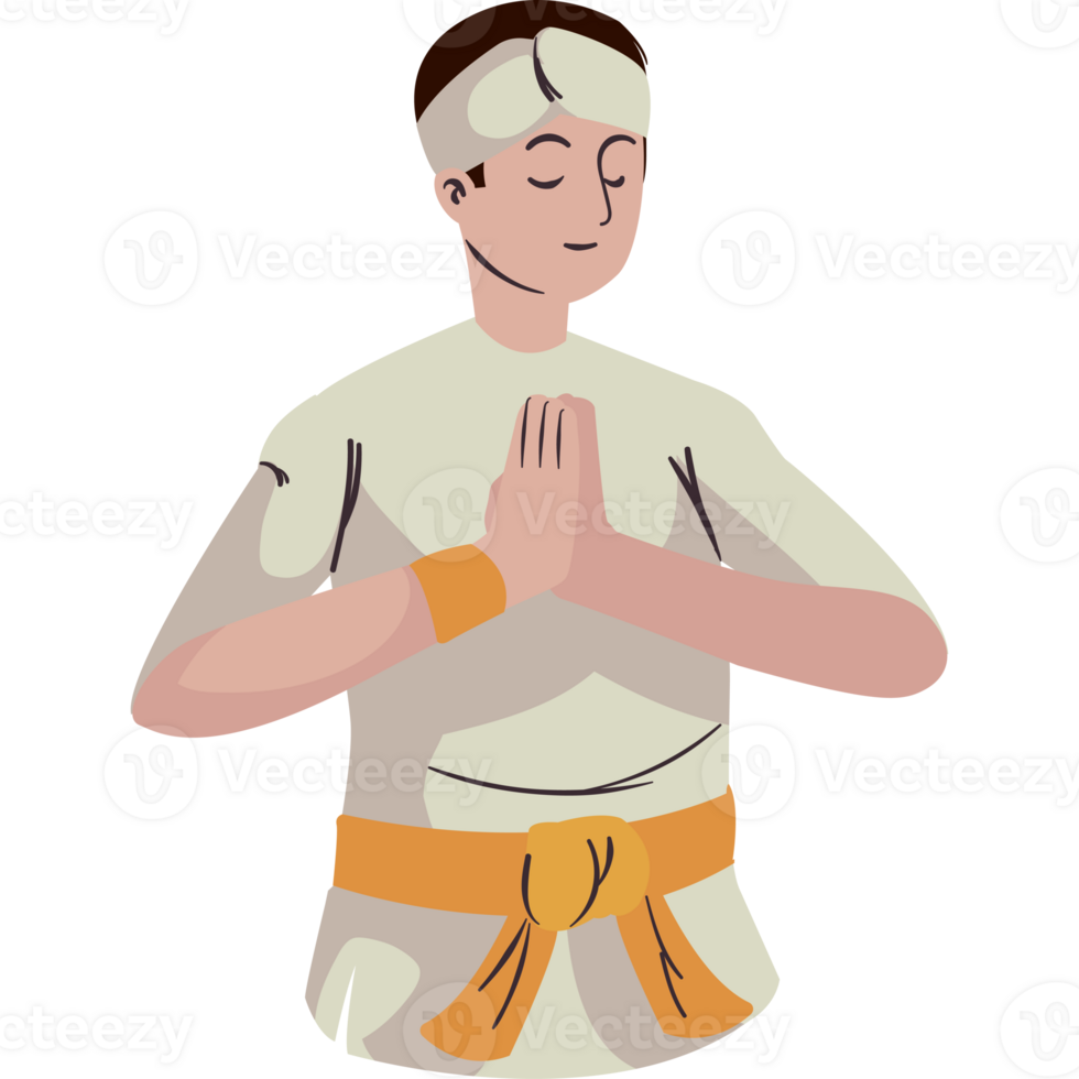 A man in a white outfit is doing a prayer png