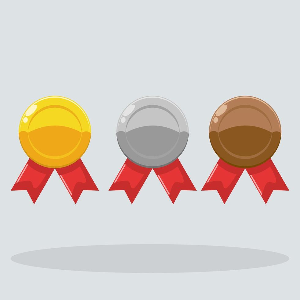 Flat illustration medal, gold, silver and bronze vector