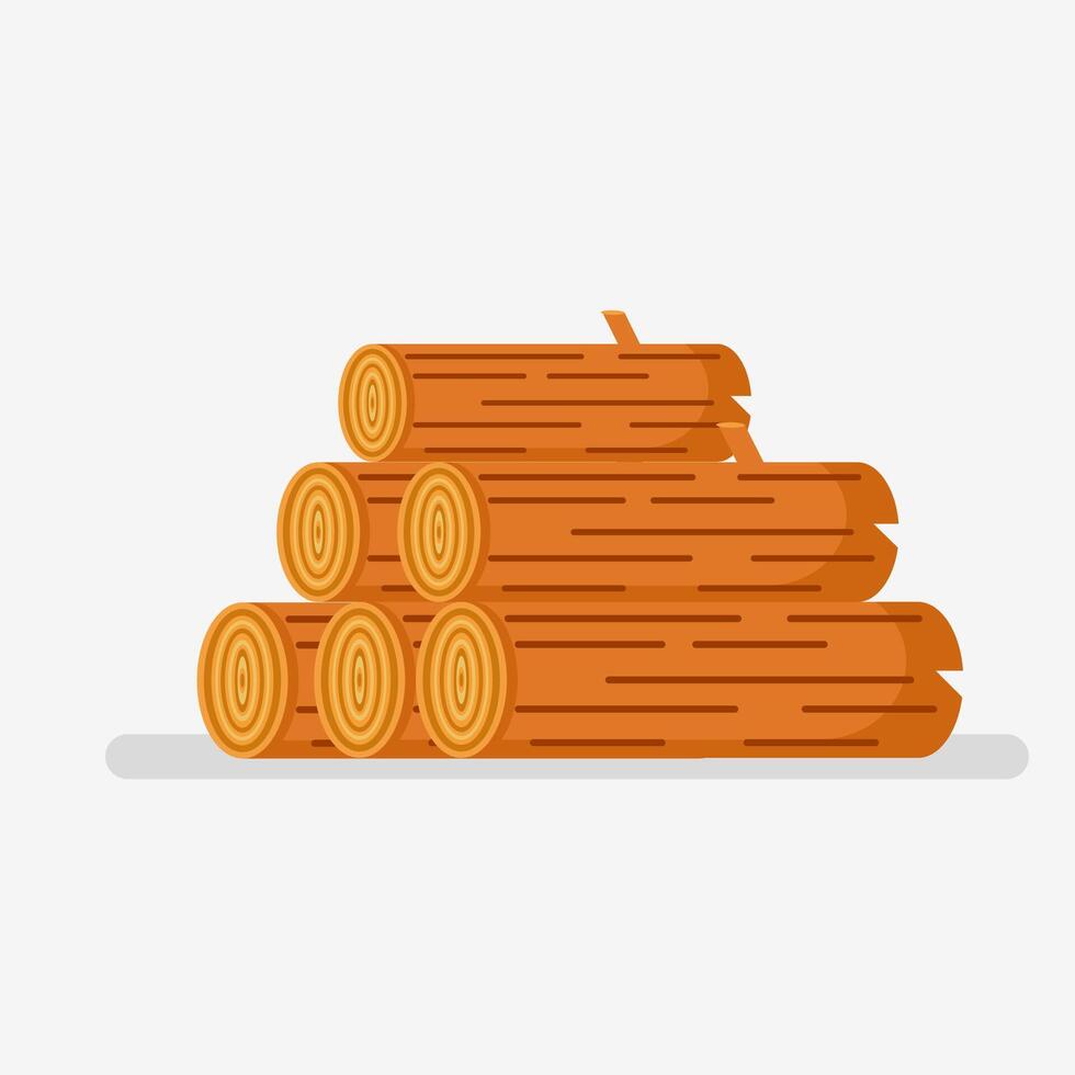Flat illustration campfire wood, wooden brown vector