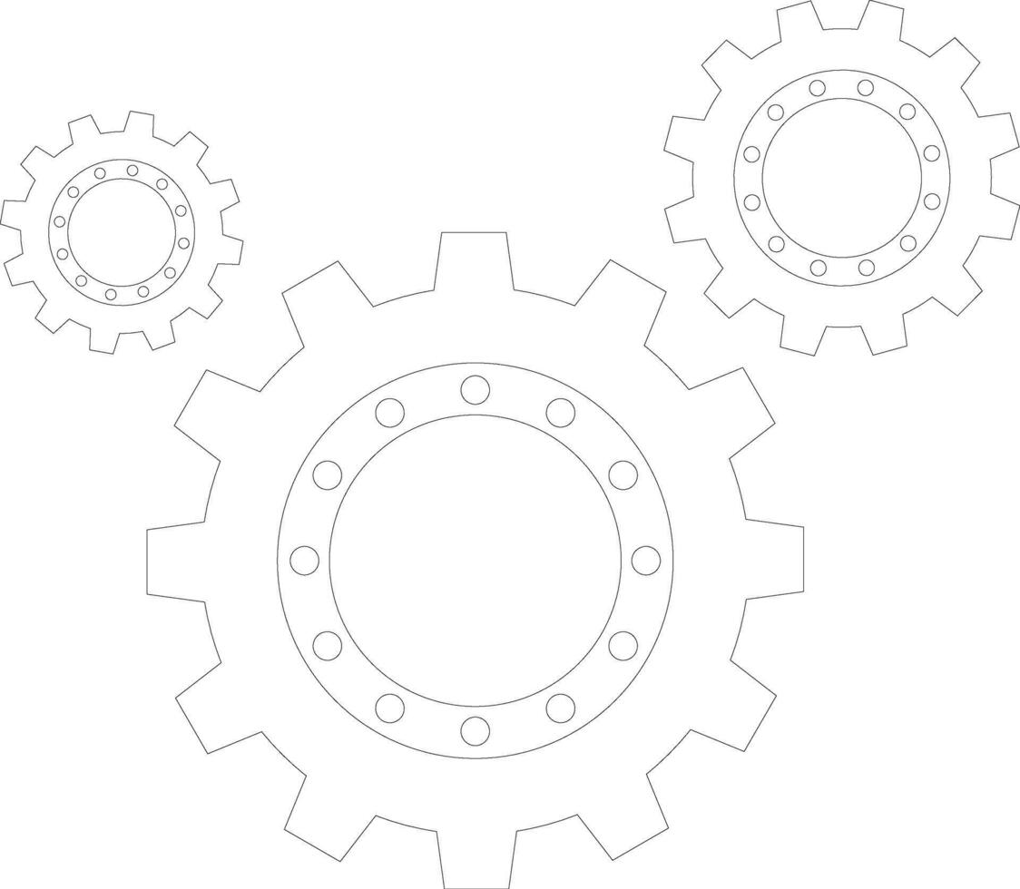 a outline of gears vector