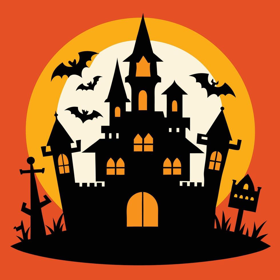 halloween background with castle vector