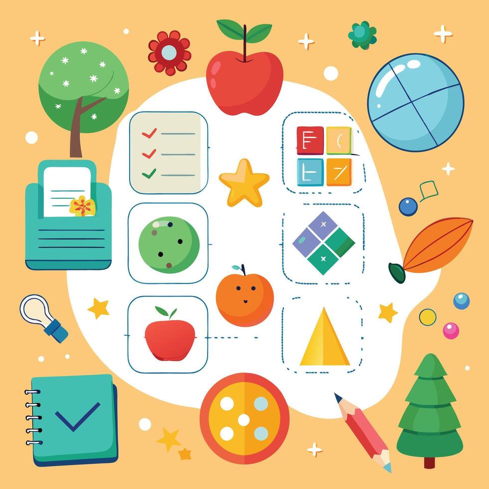 elements with math educational vector