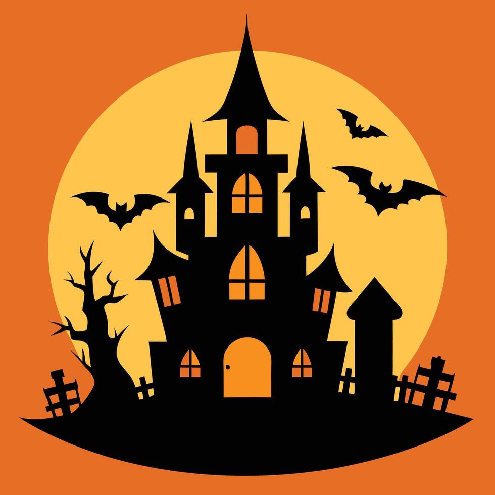 halloween background with castle vector