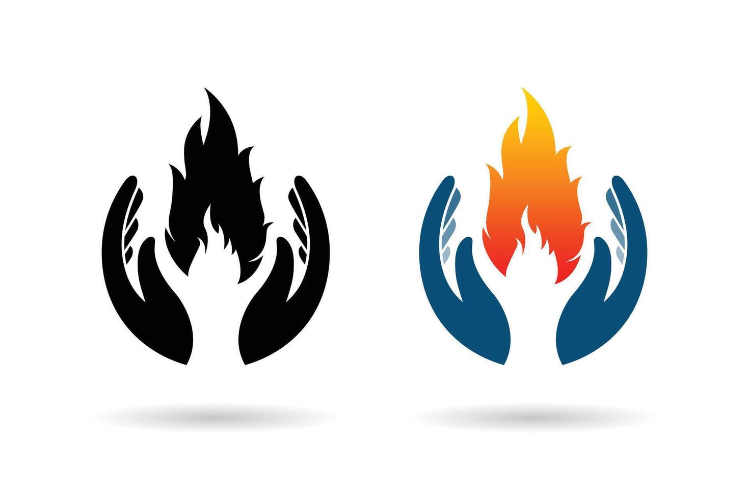 Care hands with fire inside icon. Sweet memory sorrow symbol vector