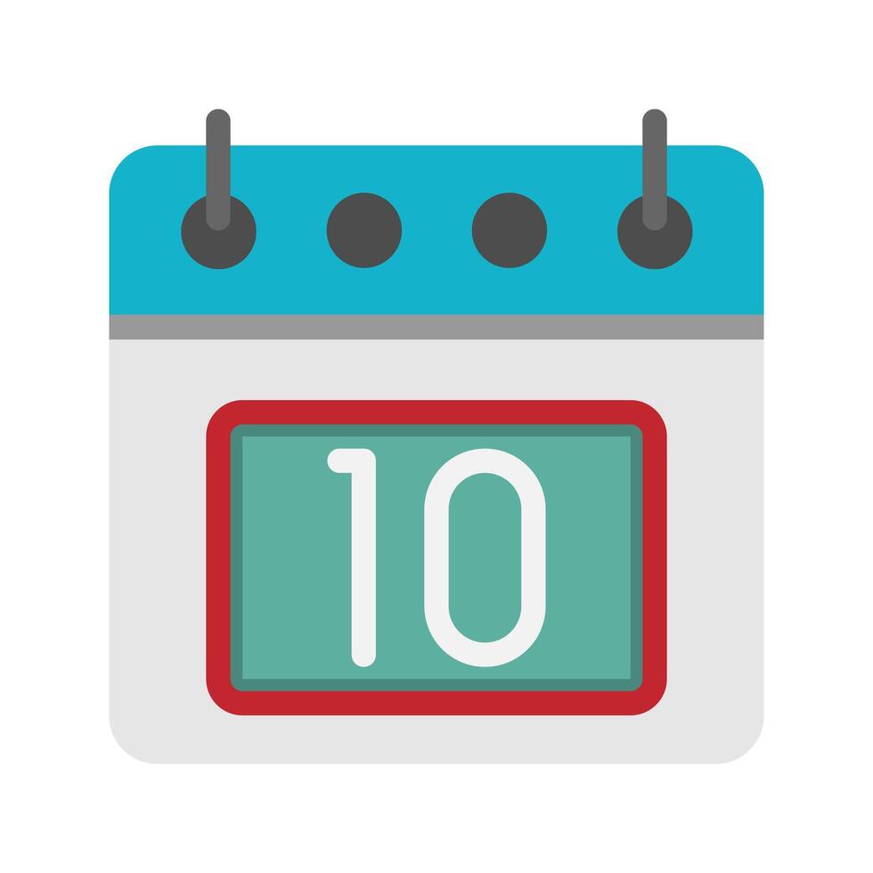 Day calendar with 10st date flat icon. can be used for website, ui and mobile app. vector