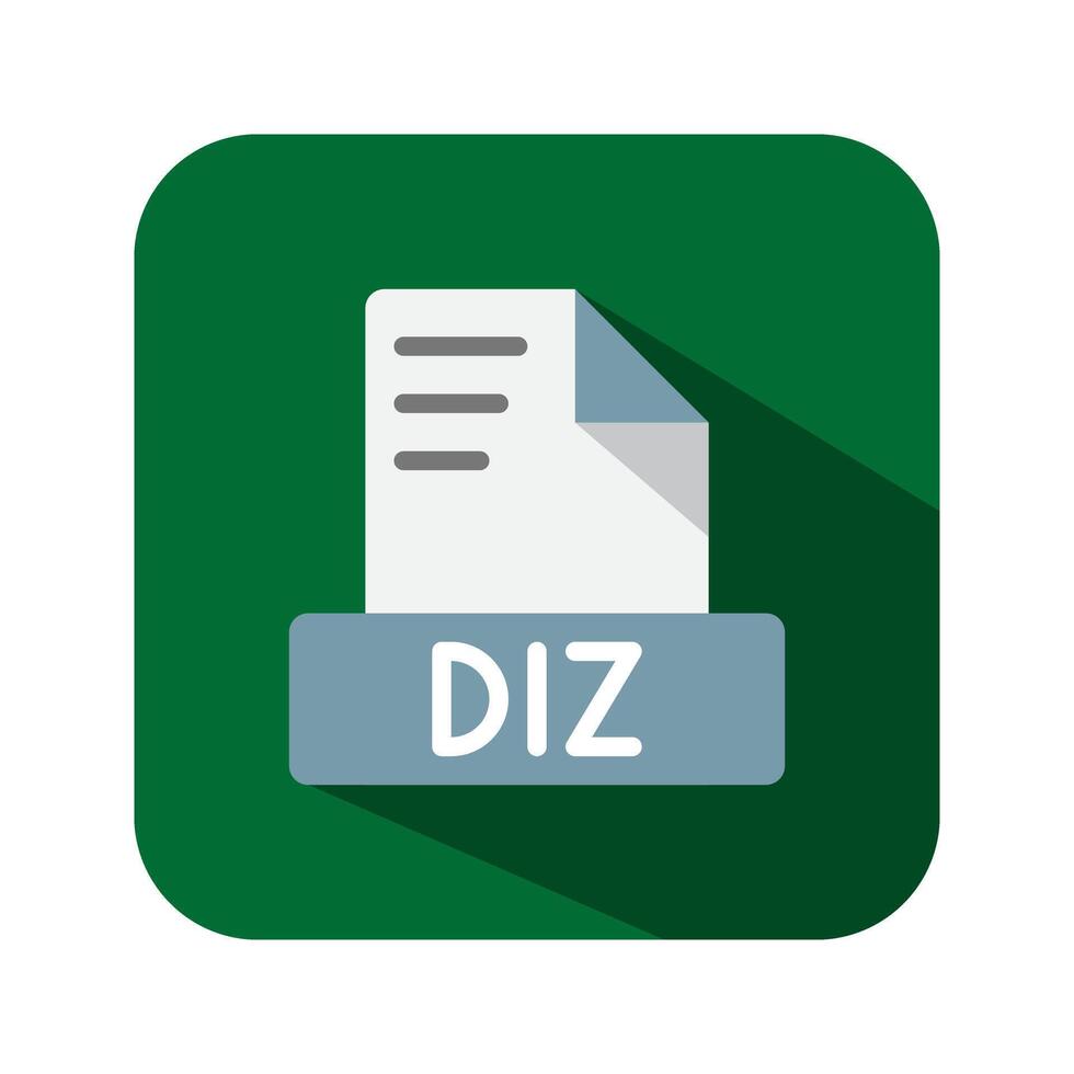 Diz file format flat icons. symbol document file extension, format. Can be used for websites, software, UI and mobile apps. vector