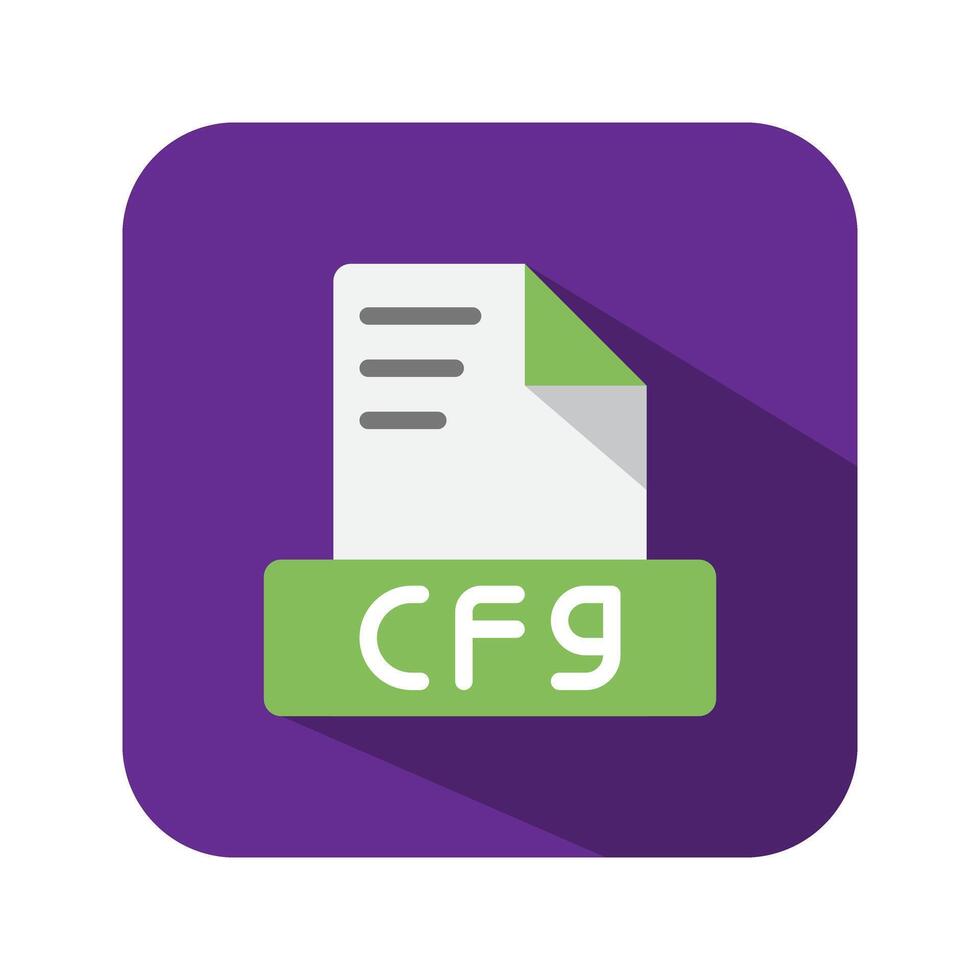 Cfg file type flat icon. symbol archive document file format. Can be used for websites, software, UI and mobile apps. vector