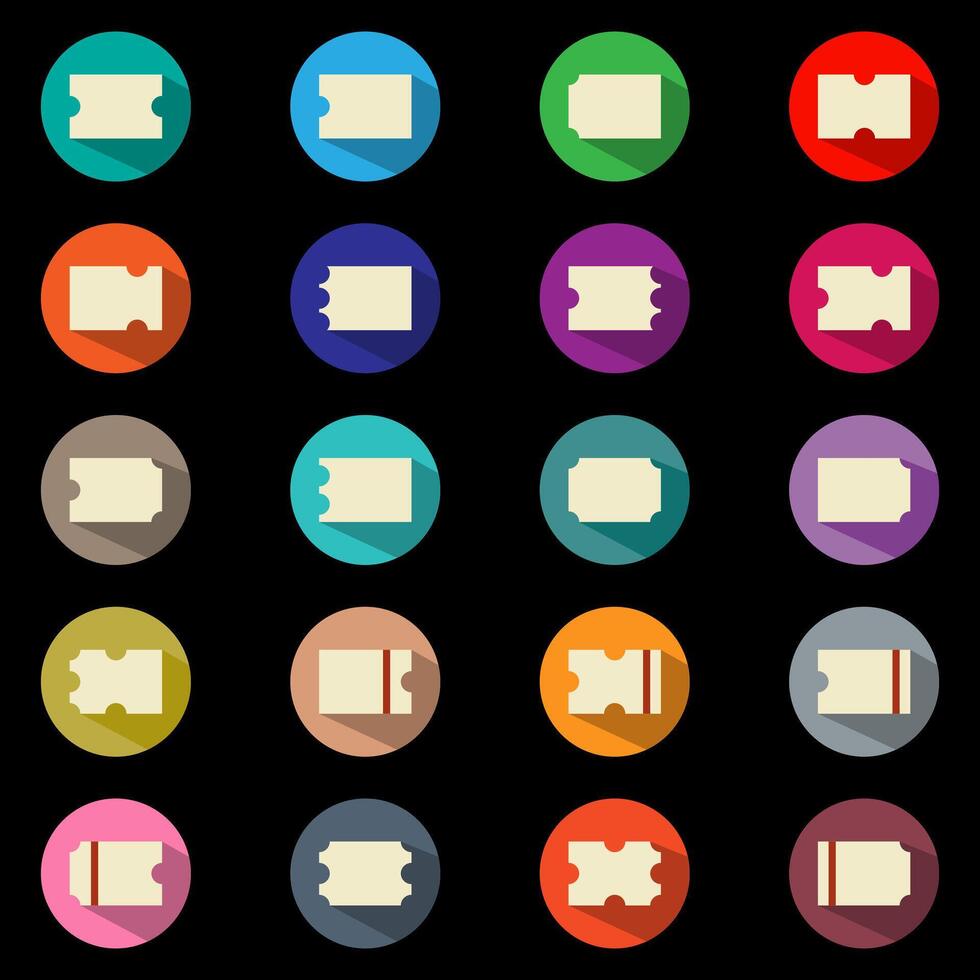 Ticket and Coupon flat icons set. symbol collection tag, label, price, offer. can be used for website interfaces, mobile applications and software vector