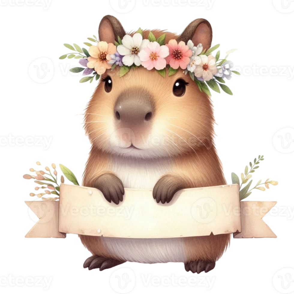 aigenerated capybara holding a banner sign png