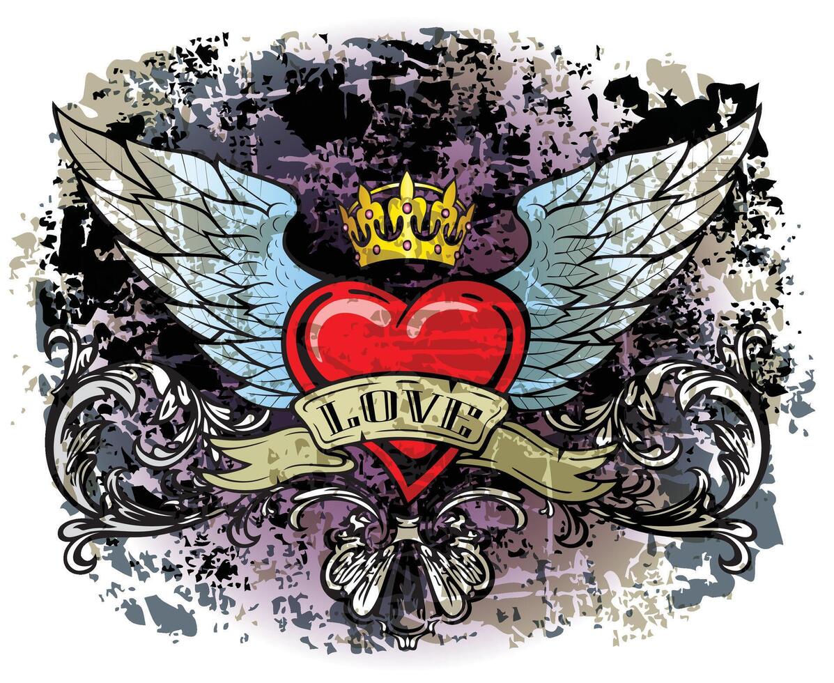 Heart with wings vector