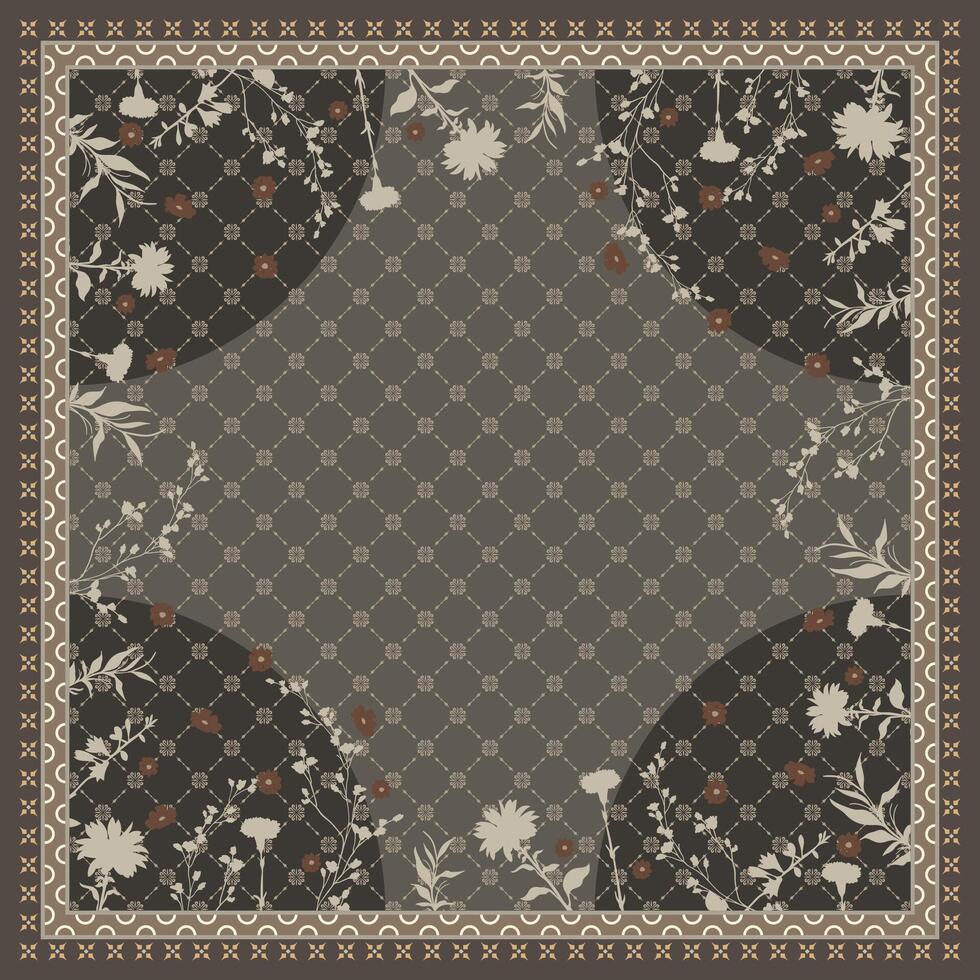 geometric frame abstract flower scarf vector