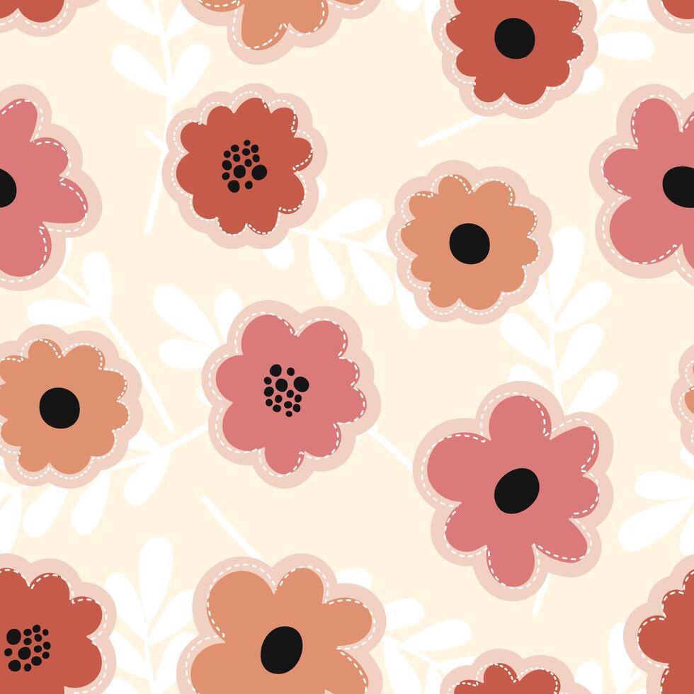 cute flat abstract flower pattern vector