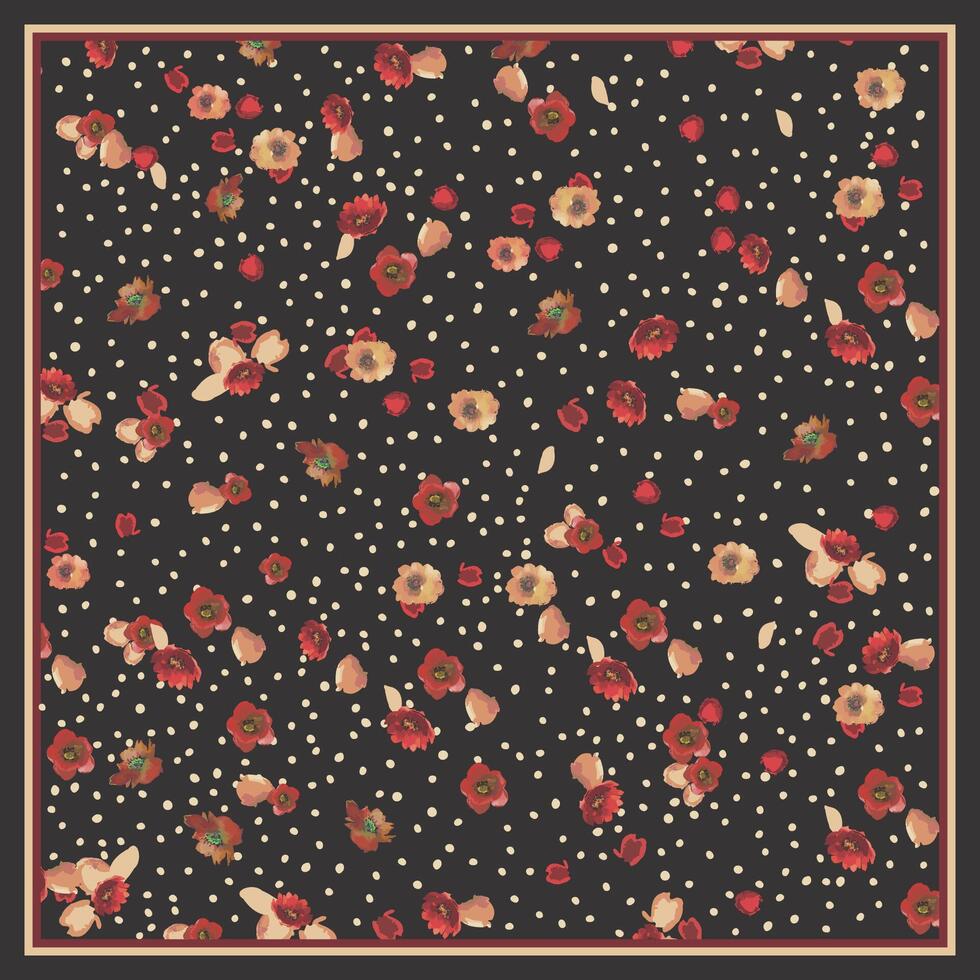 red flower pattern scarf design vector