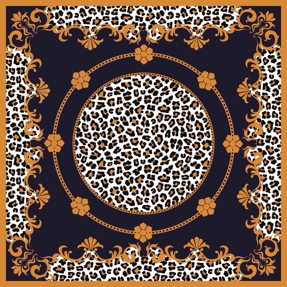vintage leopard scarf hijab design vector