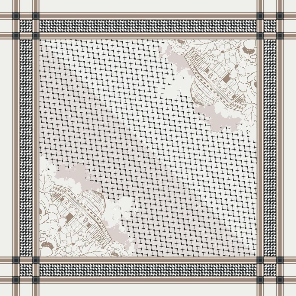 mosque keffiyeh scarf design vector