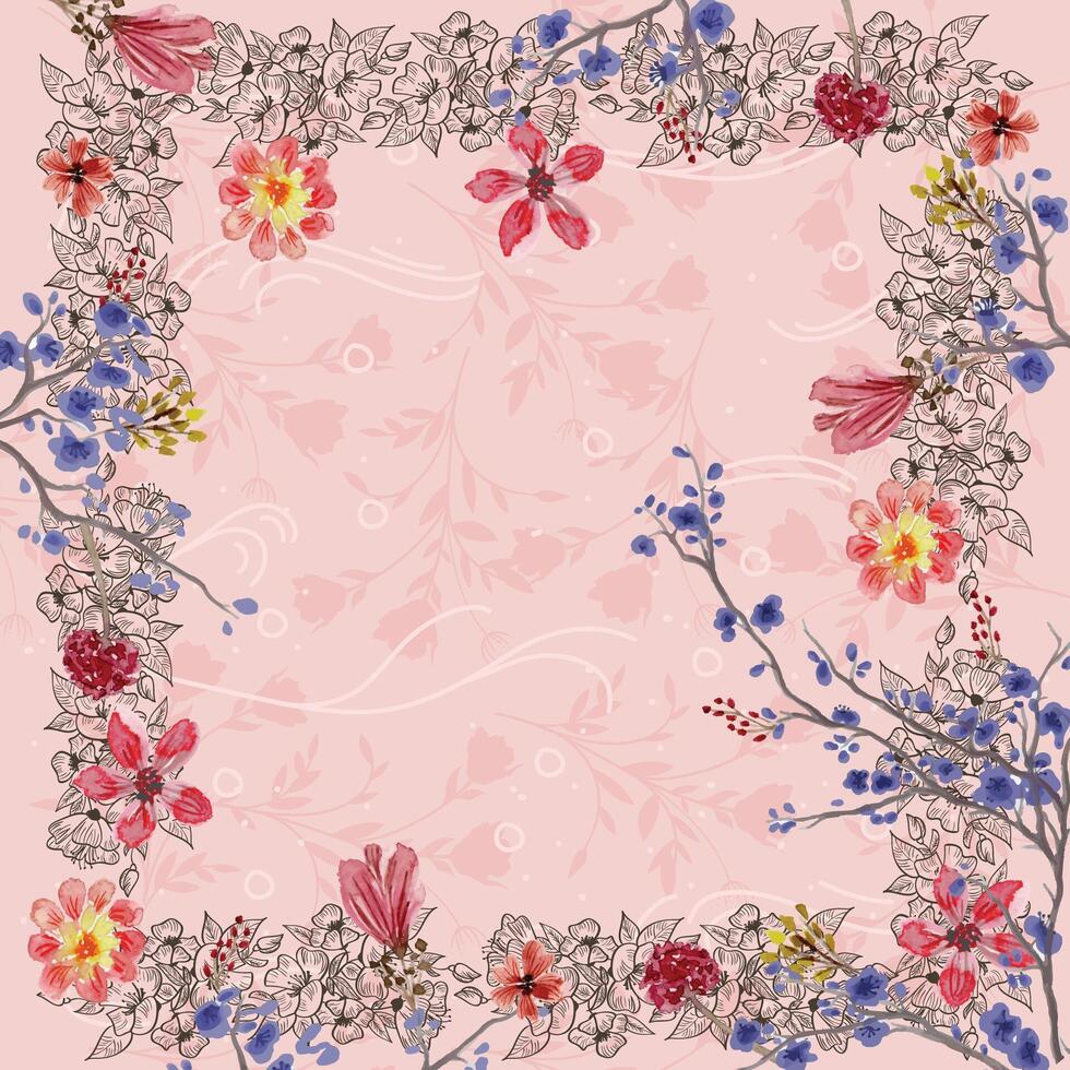beautiful flower garden frame scarf vector