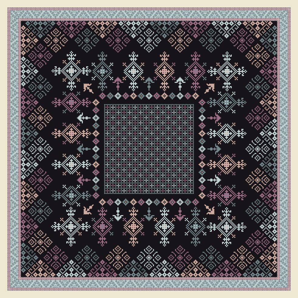 abstract ethnic folk frame scarf vector