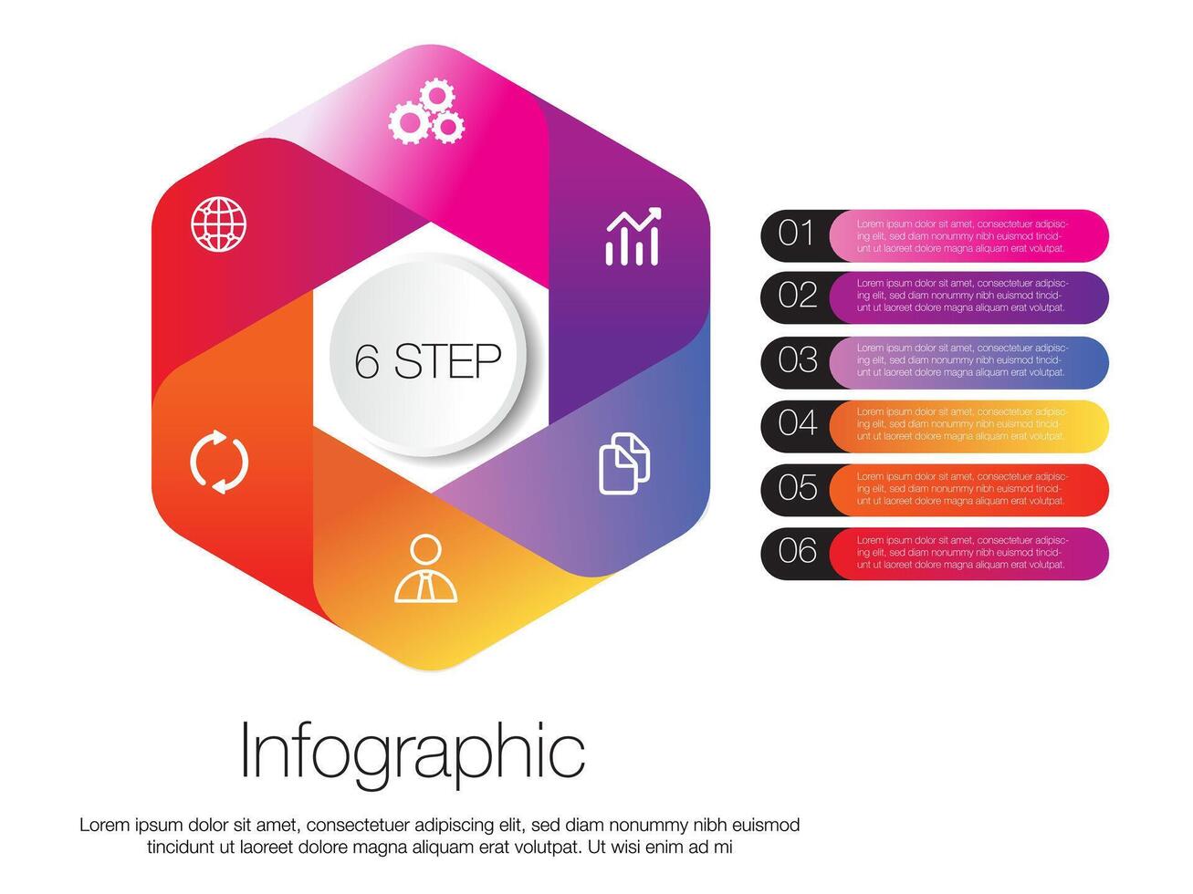 Infographic template for business 6 step option hexagon modern design planning, data, strategy, diagram vector