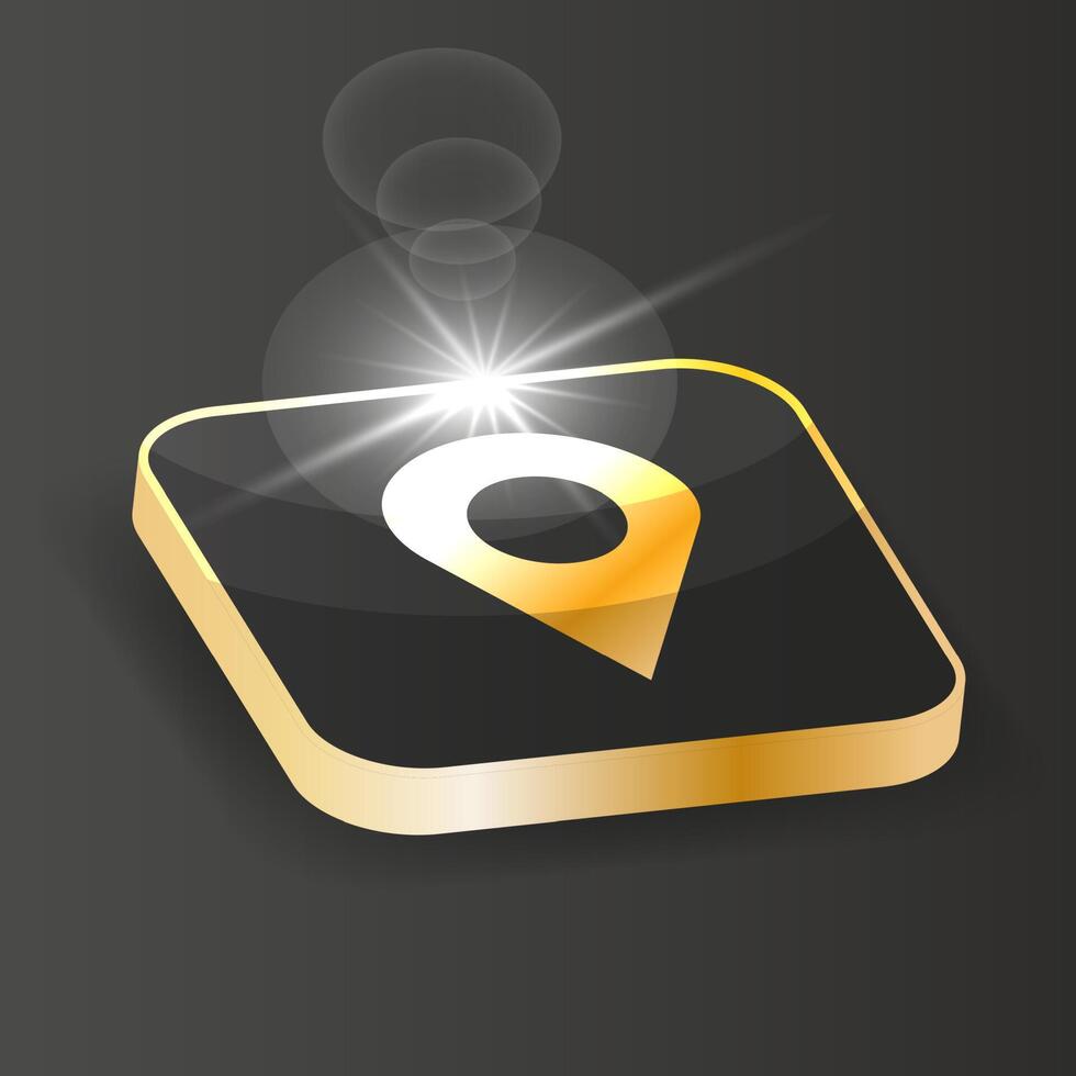 Golden Isometric pin icon vector