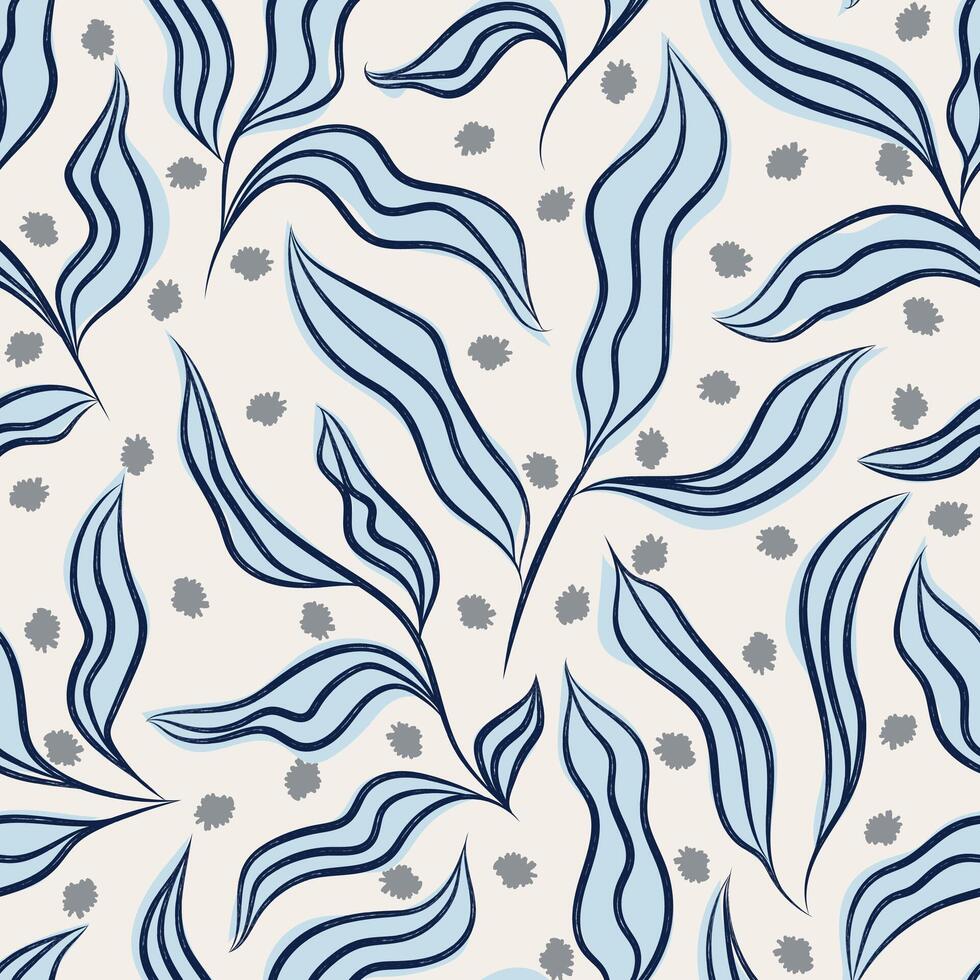 Seamless pattern with twigs and leaves outline. Hand drawn floral botanical design. Modern print for textile, fabric, wallpaper, wrapping, scrapbook and packaging vector