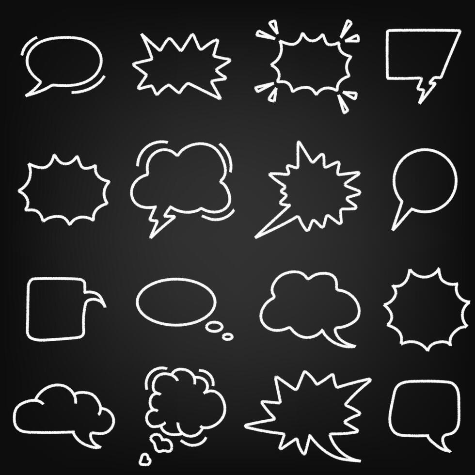 Chalk drawing speech bubbles. Various talk and dialog balloon shapes. chalk graphic elements vector