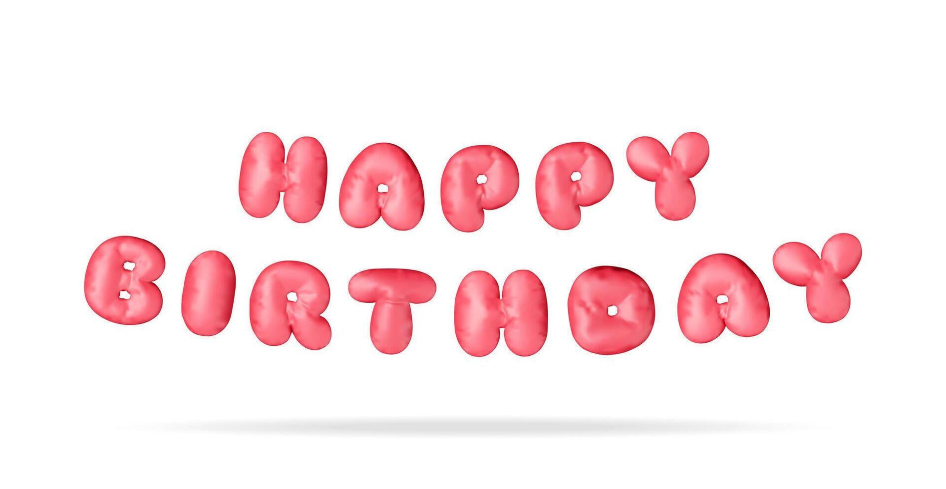 3d red balloon text of happy birthday isolated. vector