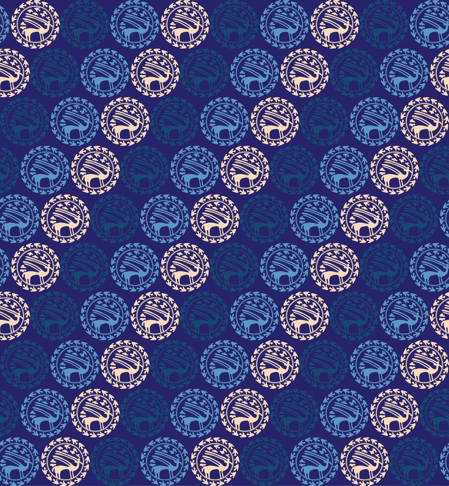Old motif design concept, a blue floral pattern with a floral design in the middle vector