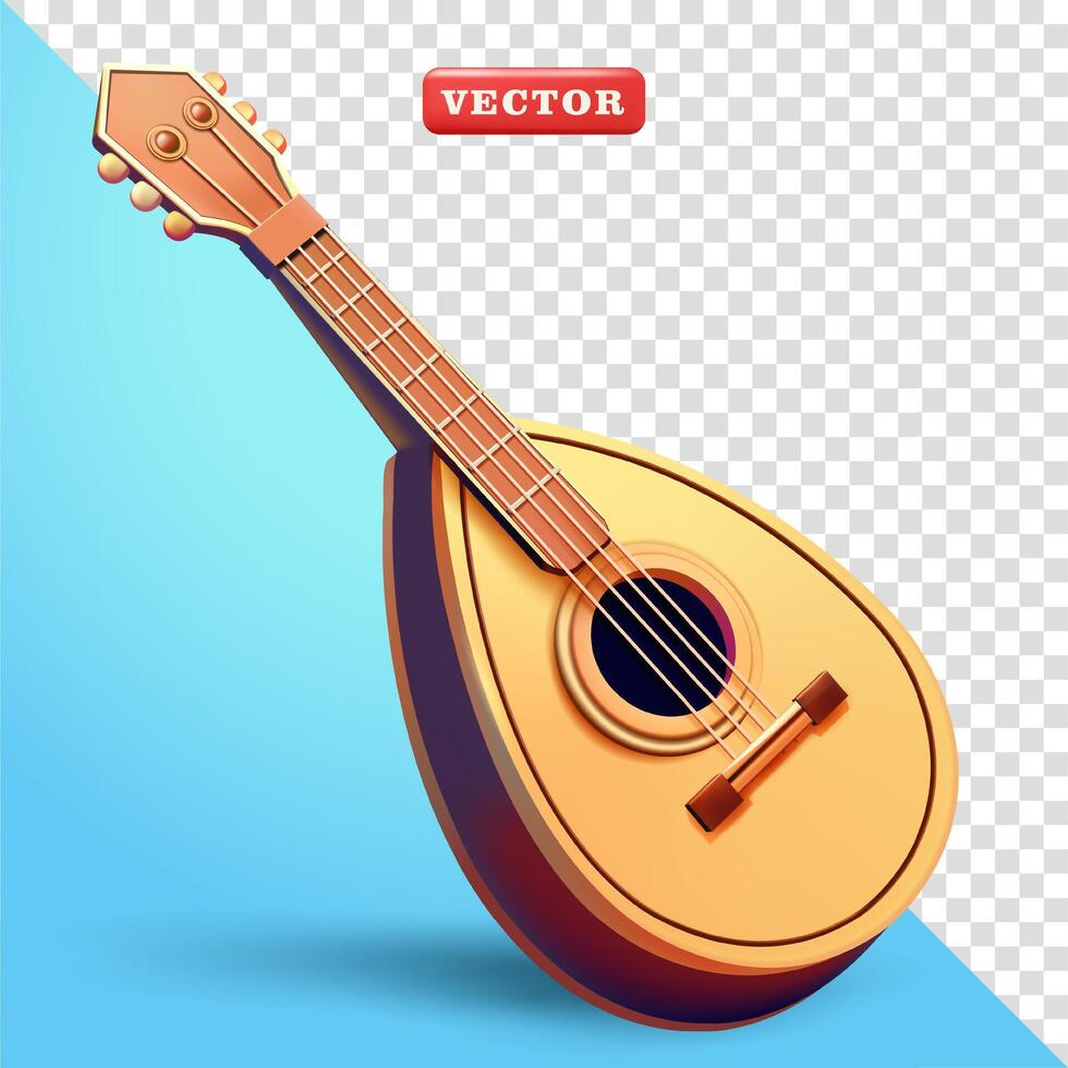 Medieval traditional guitar, 3d. Suitable for music and design elements vector
