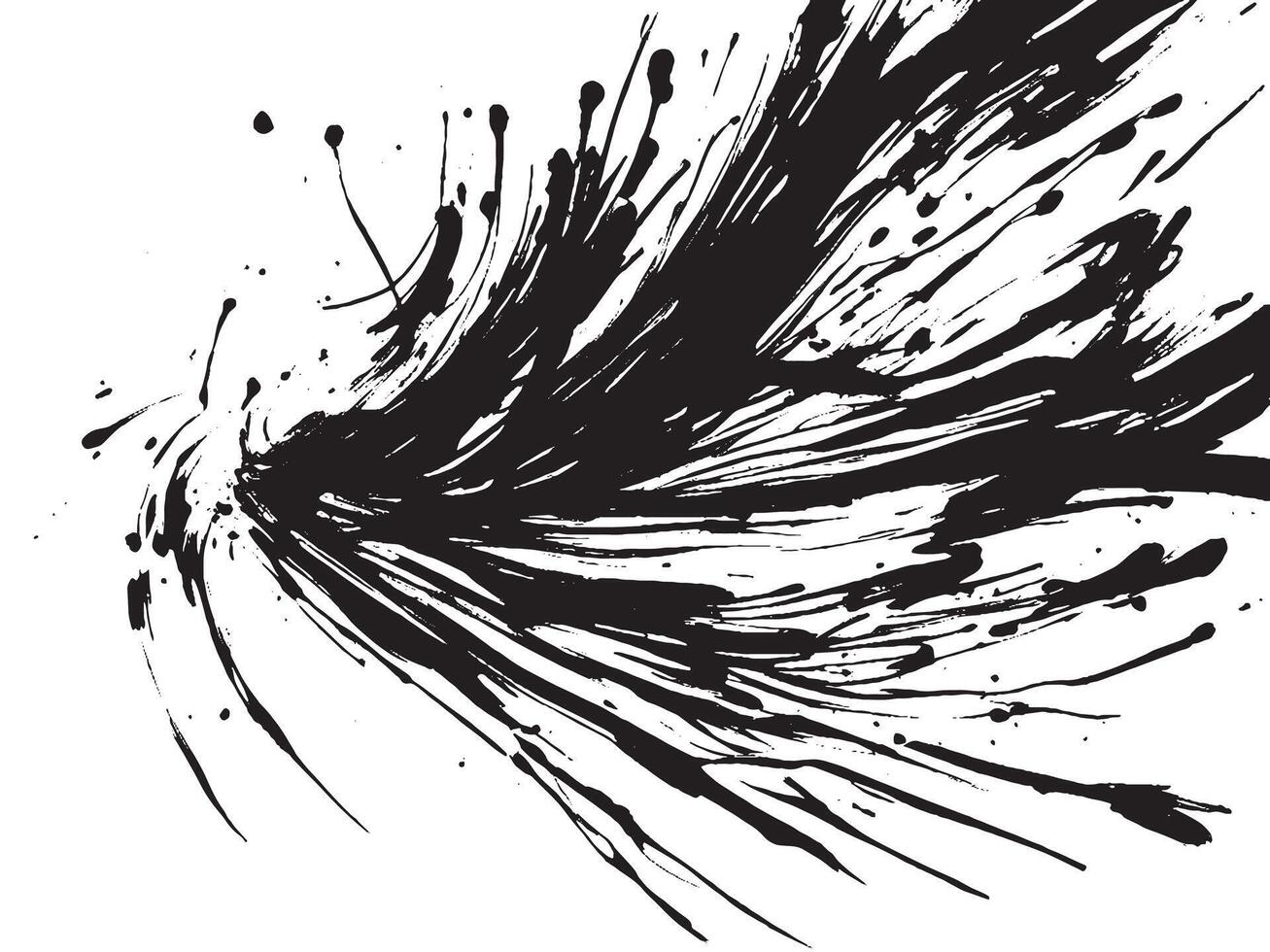 Brush strokes in black ink, featuring grunge paint effects vector
