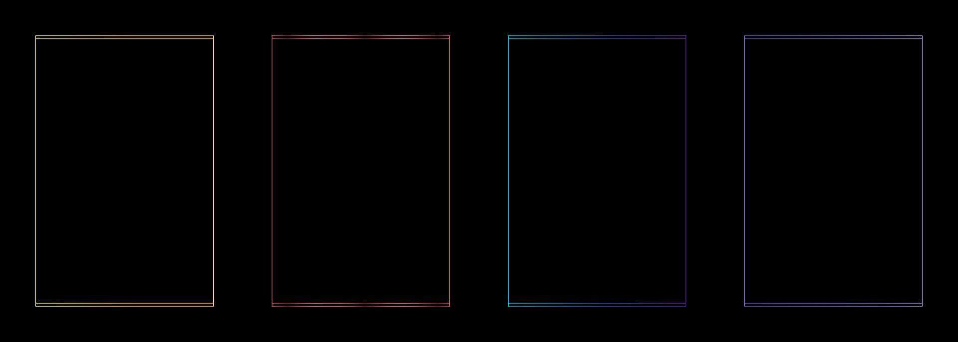 Colored minimalistic geometric frames. Golden, pink, purple square frame vector