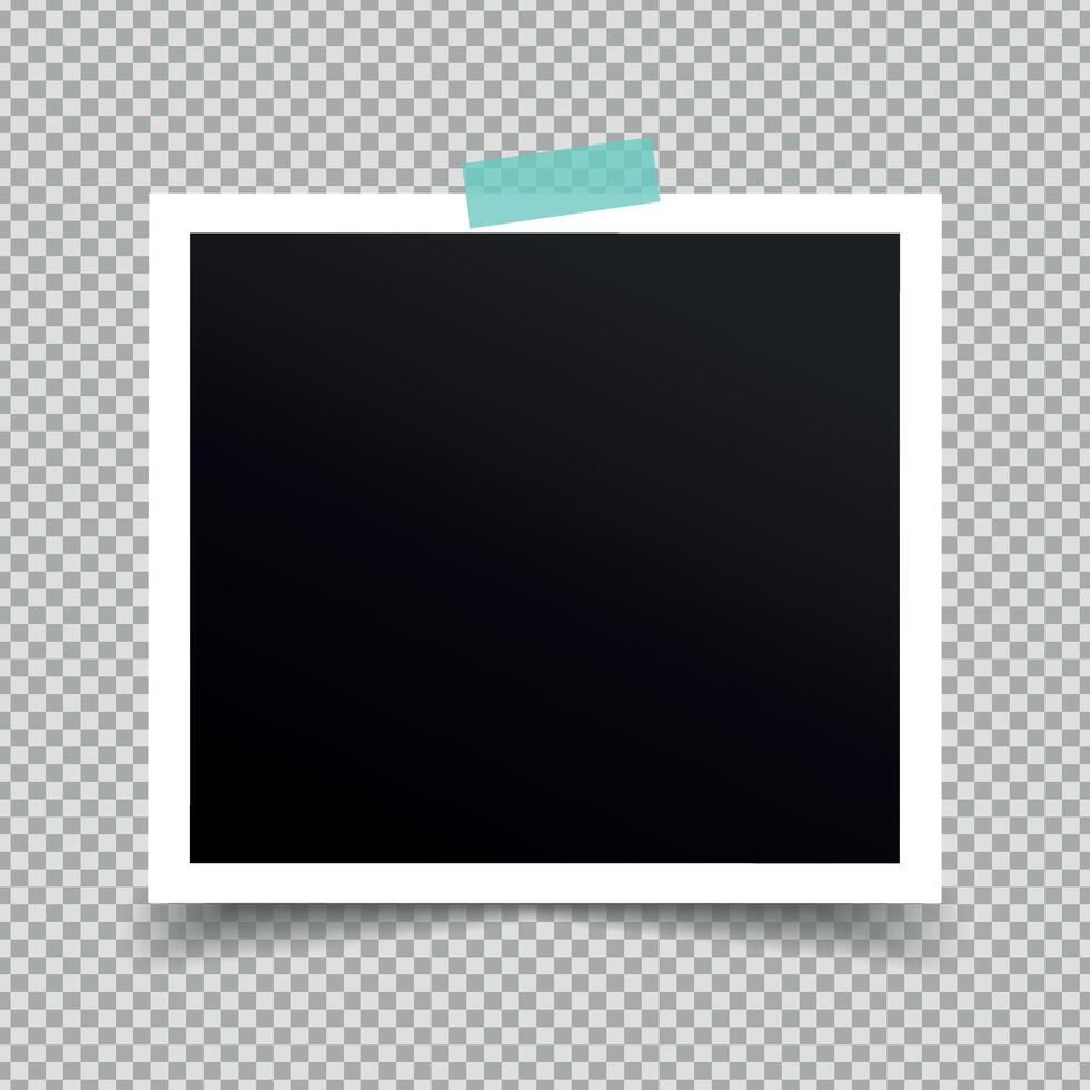 Retro photo frame stuck with sticky tape vector