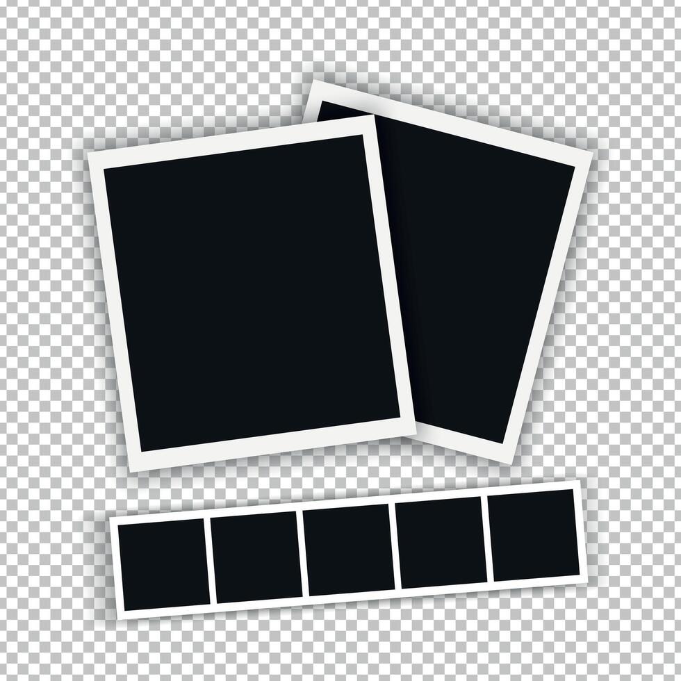 Retro photography cards. Blank photo frames vector