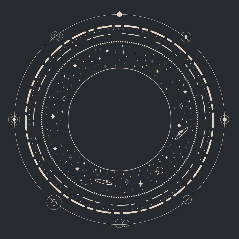 Celestial abstract background with orbits and stars and empty space for text vector