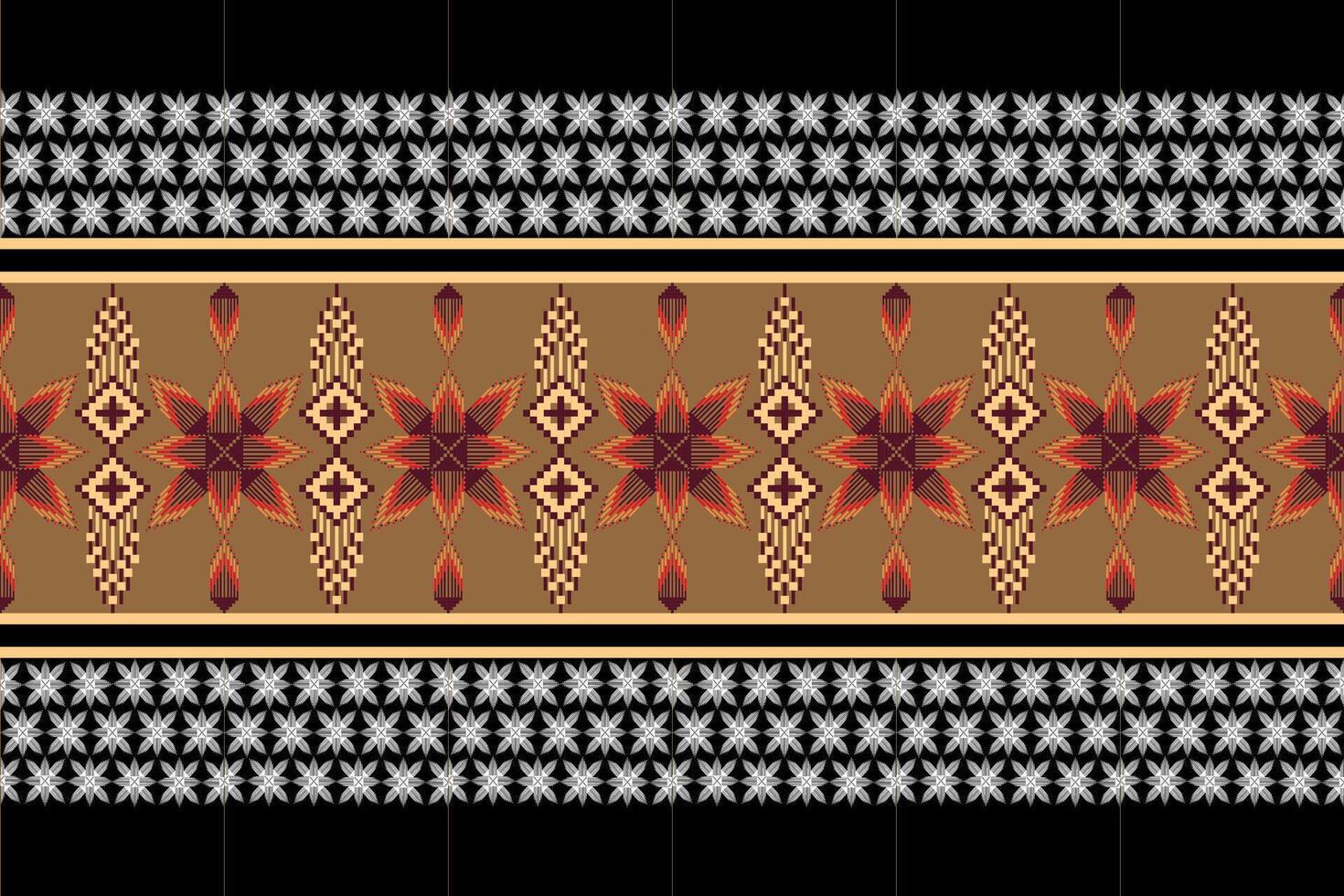 Geometric floral pattern background.flower ethnic pixel pattern. vector