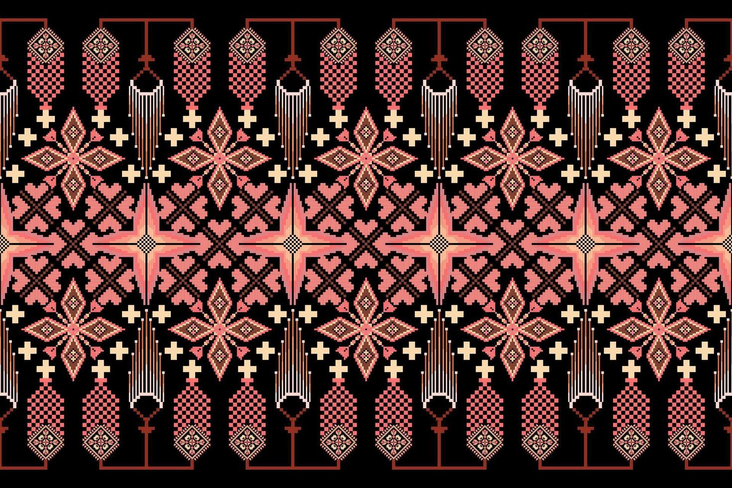 Geometric floral pattern background.flower ethnic pixel pattern. vector