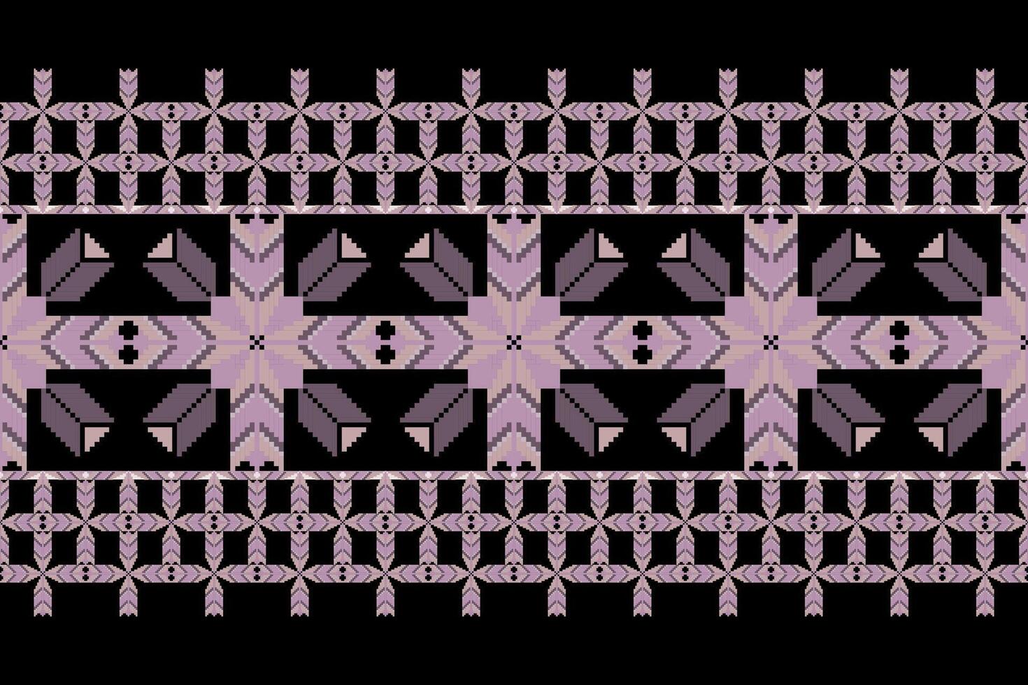 Geometric floral pattern background.flower ethnic pixel pattern. vector