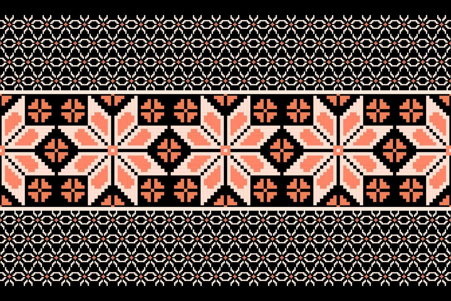 Geometric floral pattern background.flower ethnic pixel pattern. vector
