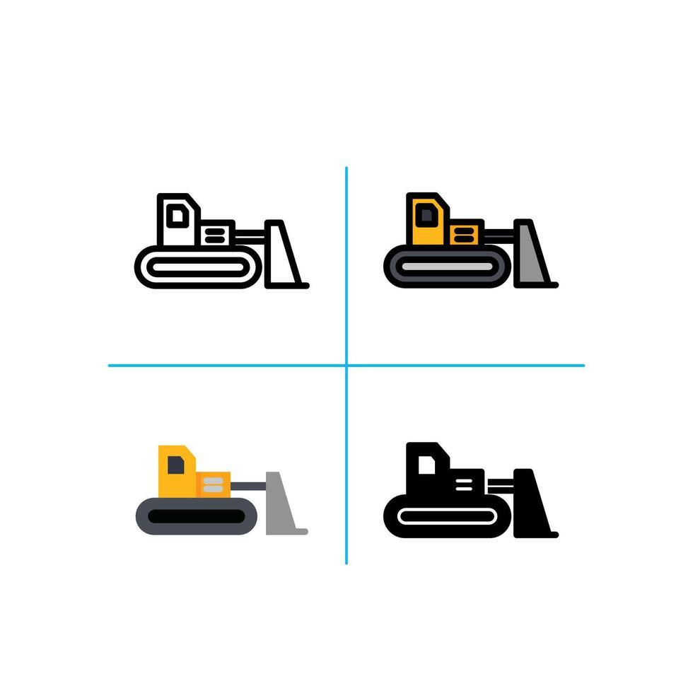 bulldozer heavy machine construction icon vector