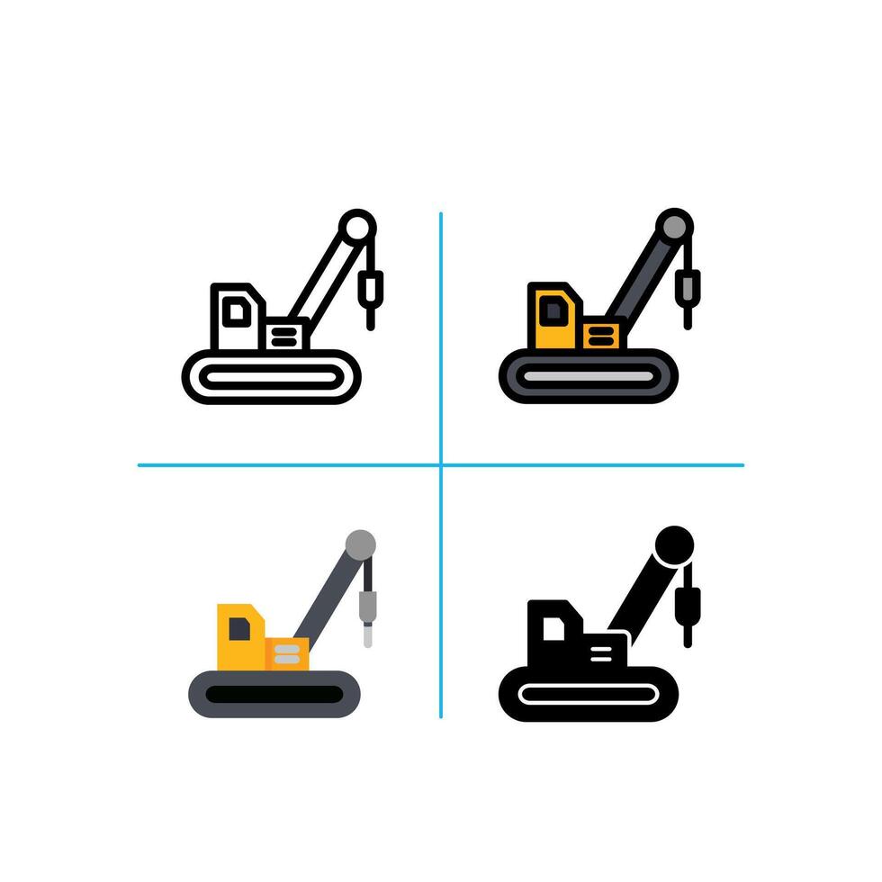 Drilling Excavator icon vector