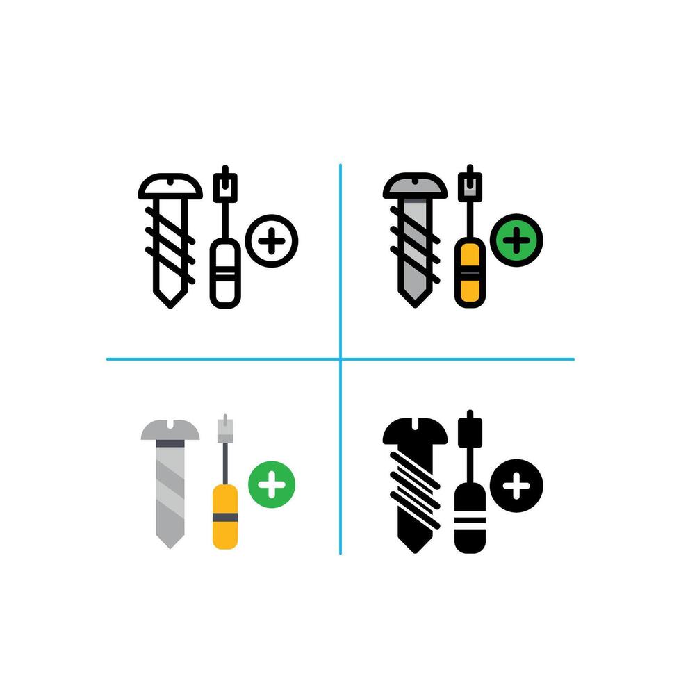 screw and screwdriver icon vector