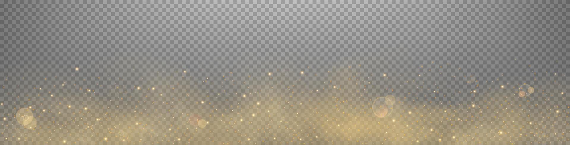 Orange glittering dots, particles, stars magic sparks. Dust cloud flare light effect. Orange luminous points with smoke. vector