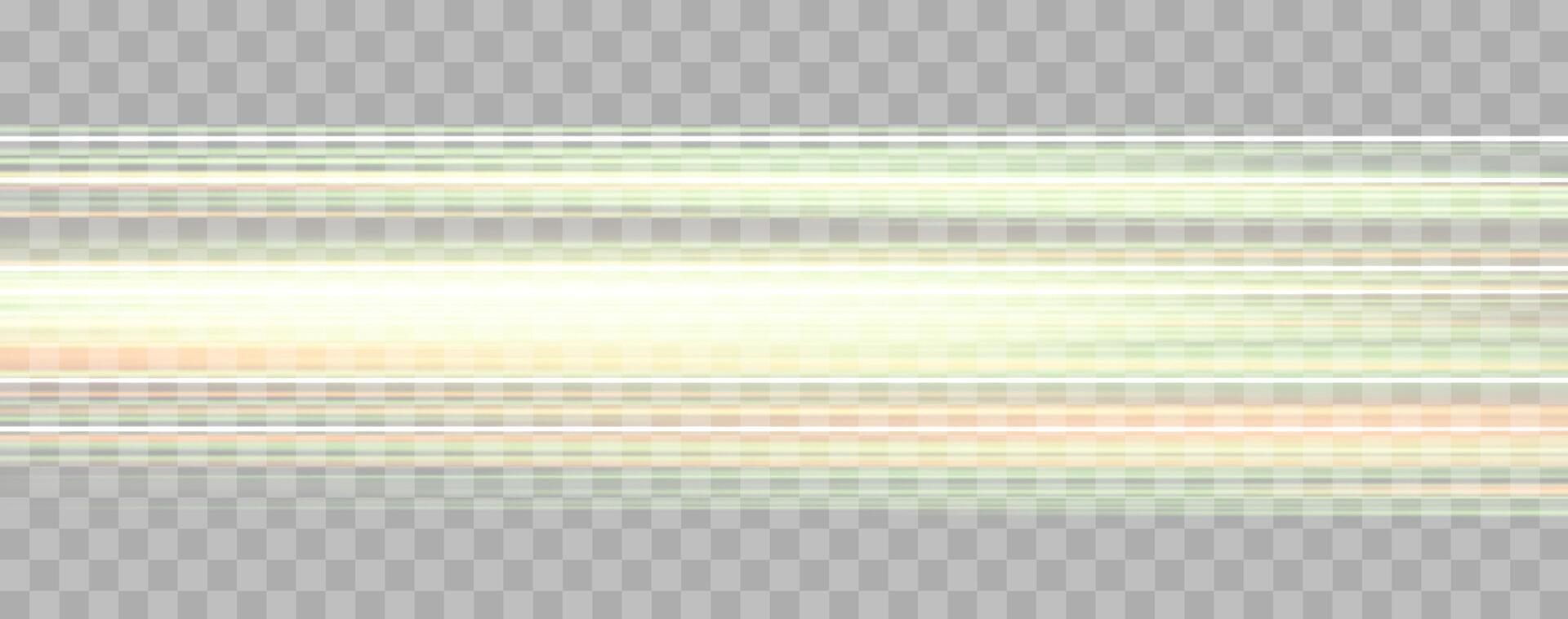 Speed rays, velocity light neon flow, zoom in motion effect, green and orange glow speed lines, colorful light trails, stripes. vector