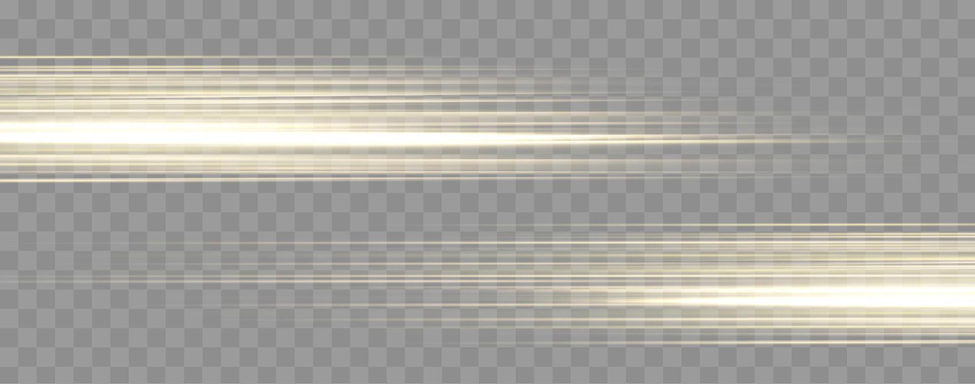 Speed rays, velocity light neon flow, zoom in motion effect, gold glow speed lines, colorful light trails, stripes. vector