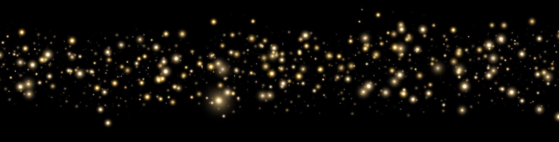Gold glittering dots, particles, stars magic sparks. Glow flare light effect. Gold luminous points. vector