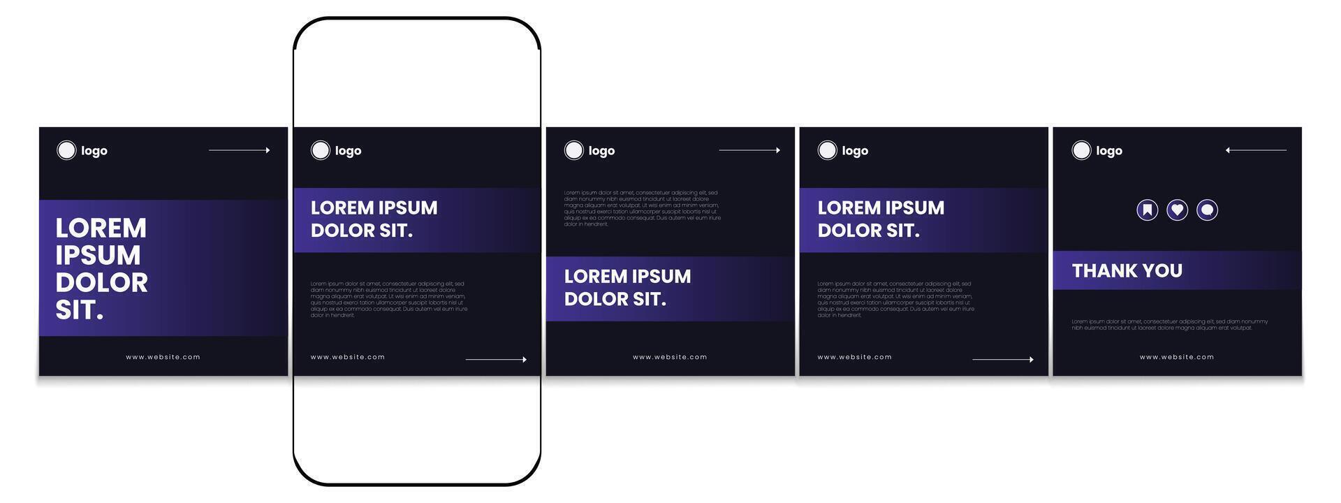 Carousel post template set, Modern business carousel post design, Editable social media carousel post. eps 10 vector